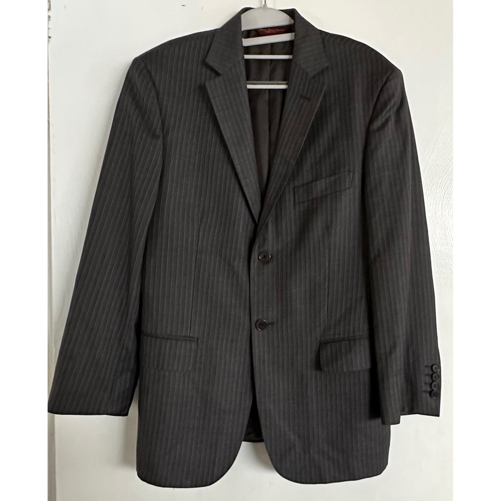 Pronto Uomo Couture Blazer Grey Pinstripe Lessona Super 100s Wool Italy 38 Short